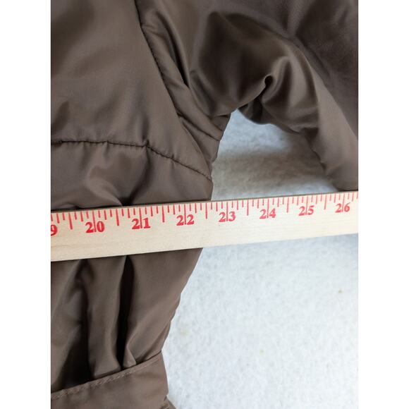 Vintage Penneys Jacket Nylon Womens Large Brown Poly Fill Belted 50s 60s - Picture 6 of 15